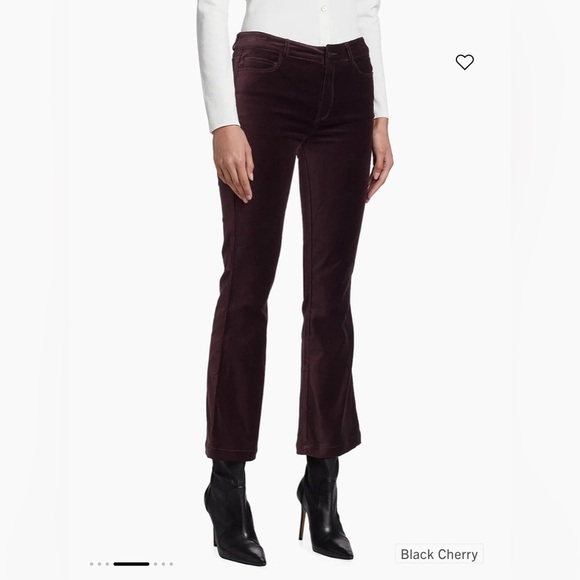 PAIGE Black Cherry Velvet Flare Pants - Picture 6 of 10